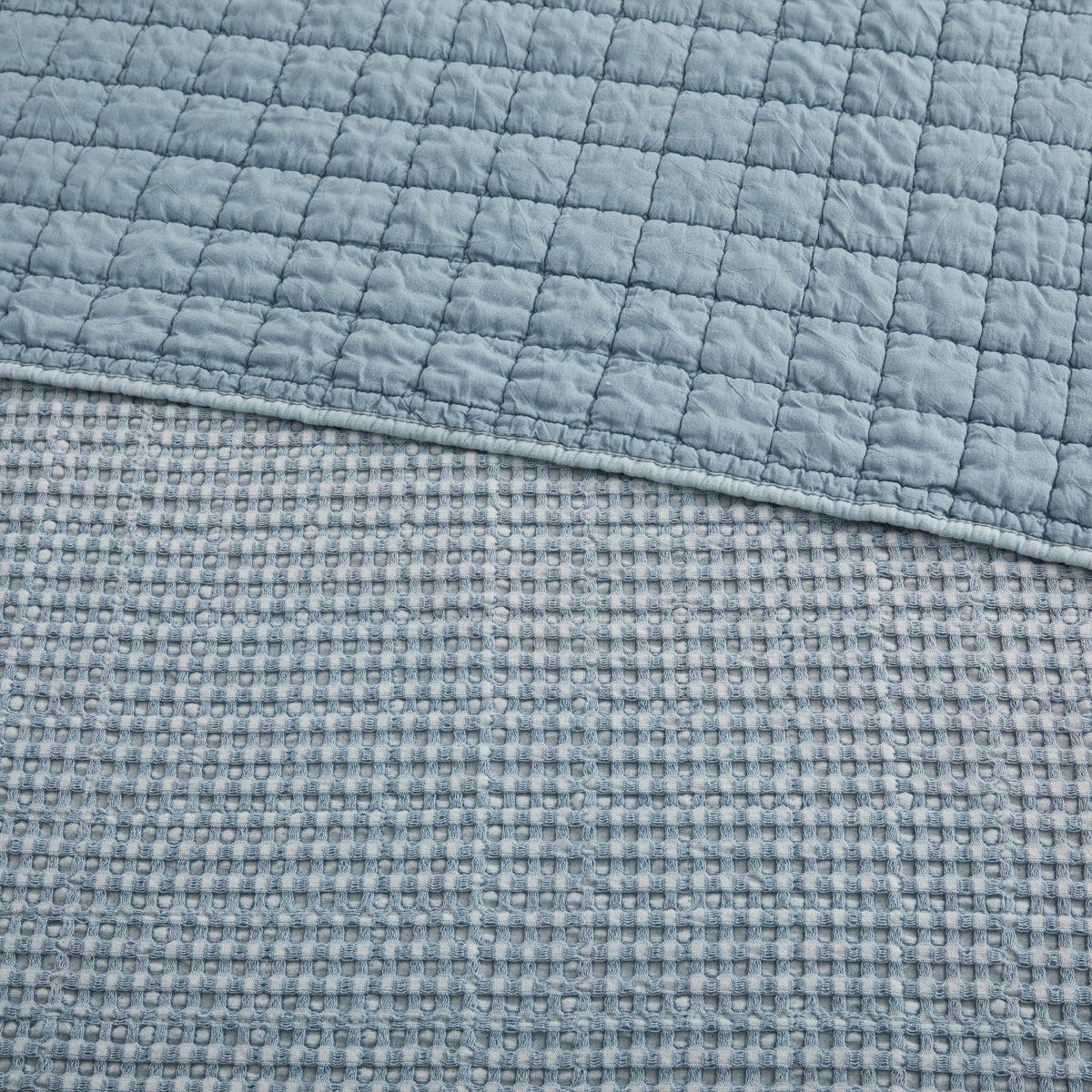 Levtex Home Mills Waffle King Bedspread Set (122x106in) with 2 Pillow Shams (36x20in) - Chambray - Cotton Waffle King Size Bedspread Set - Soft, Pre-Washed