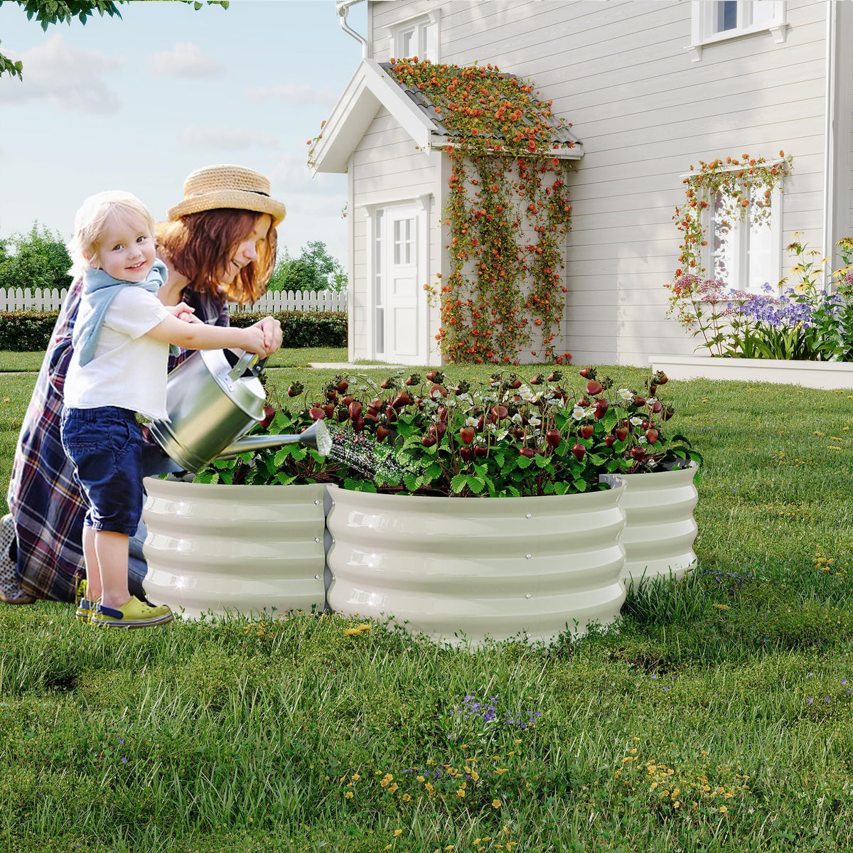 CABIHOME 2-Pack Galvanized Metal Raised Garden Beds,48x48x12 in Outdoor Planter Boxes,Open Base Deep Root Growth,Rust Resistant,Ideal for Vegetables Herbs Flowers,Patio Lawn Garden
