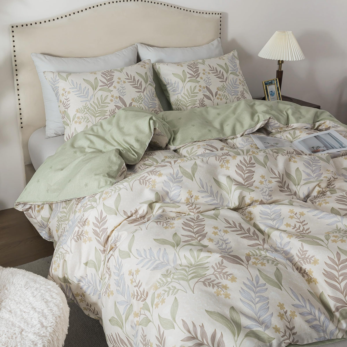 HoneiLife King Size Duvet Cover - 100% Cotton Comforter Cover, Soft & Breathable Floral Bedding Duvet Cover Sets with Zipper Closure & Corner Ties, 3-PC Wildflower Comforter Cover Sets, Blooms