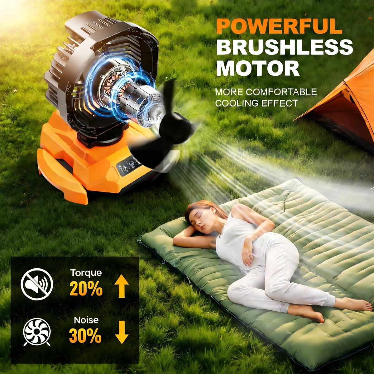 Portable Misting Fan, 30000mAh Rechargeable Battery Powered Oscillating Cooling Fan, Outdoor Fans for Camping, Patio, Adjustable Base for 10-13in Water Tank(No Bucket Included)
