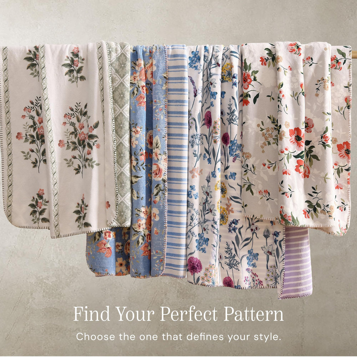 Floral Reversible Throw Blanket, Coco Flannel Bed Blankets for Women Gifts