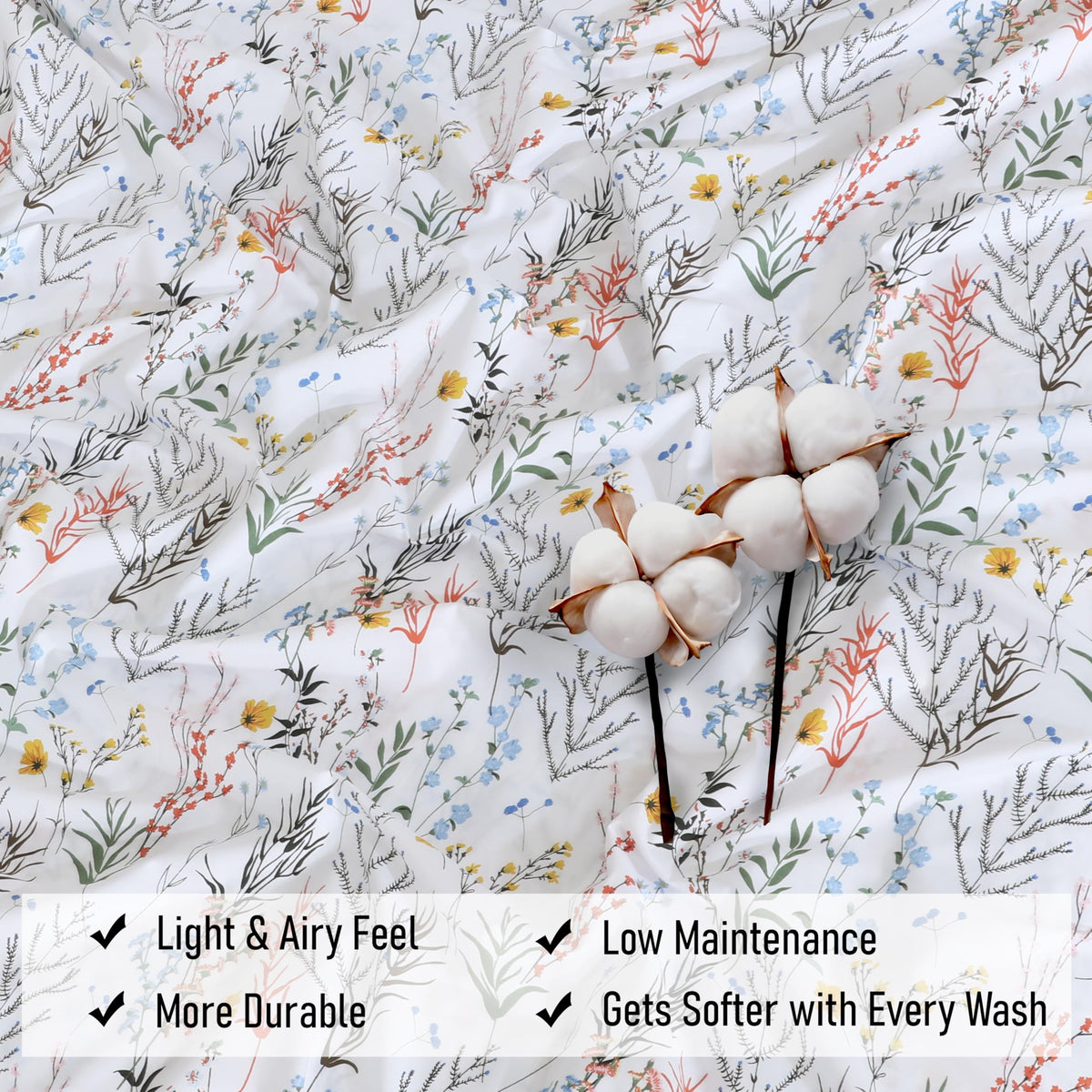 RUVANTI 100% Cotton Percale Sheets Queen Size, Aroma