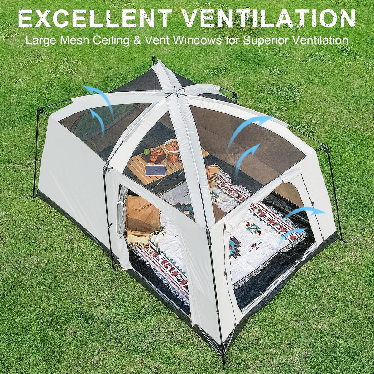 Castle Unicorn 4-6 Person Camping Tent, Large Family Cabin Tents with Porch & Rainfly, Double Layer Waterproof Glamping Tent with 2 Rooms 2 Doors, Portable Big Tents for Outdoor Camping Hiking Party