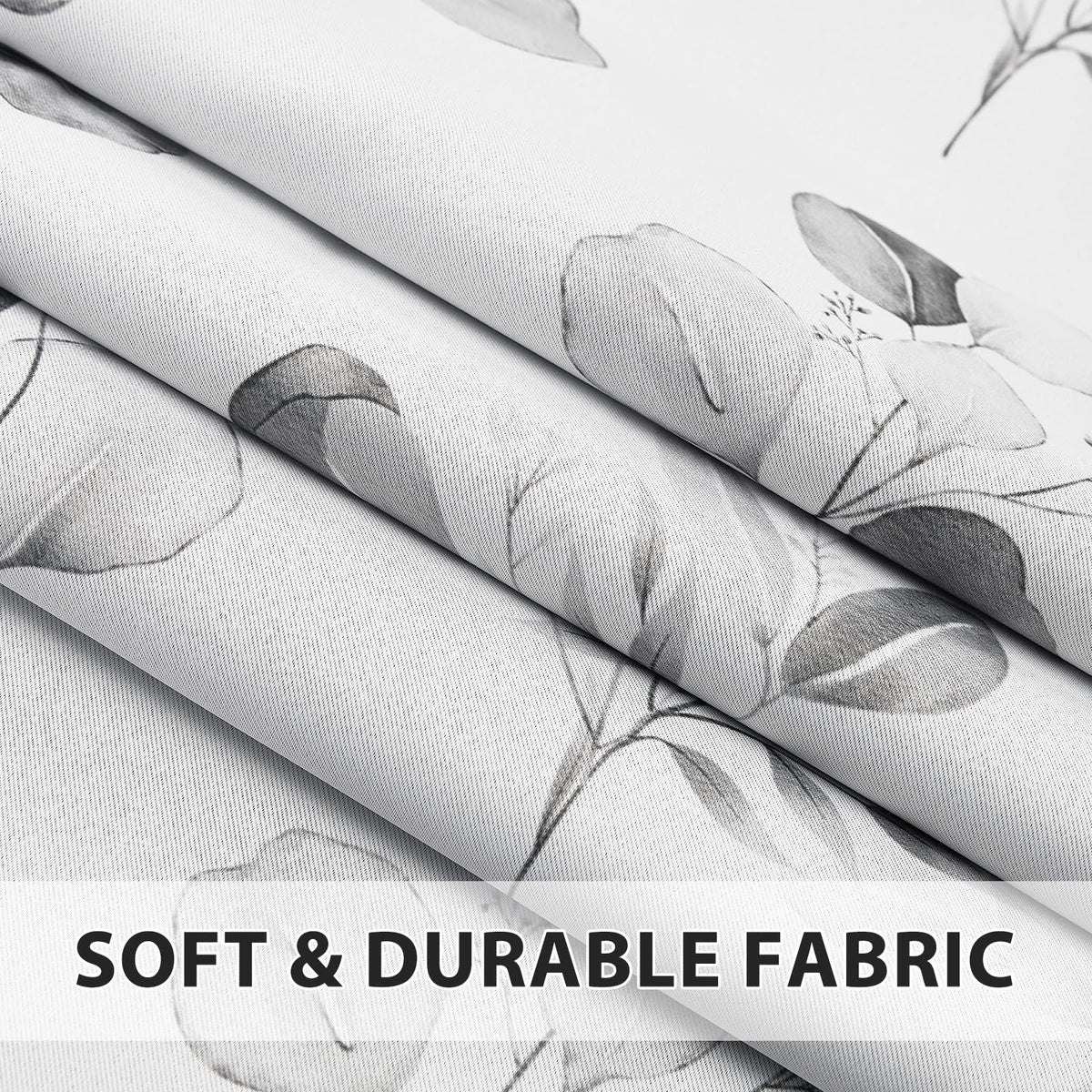 GICDSU Gray Botanical Leaf 90% Blackout Curtains 63 Inches Long Watercolor Floral Print Room Darkening Curtains with Grommet Country Soundproof Insulated Window Drapes for Bedroom Living Dining Room