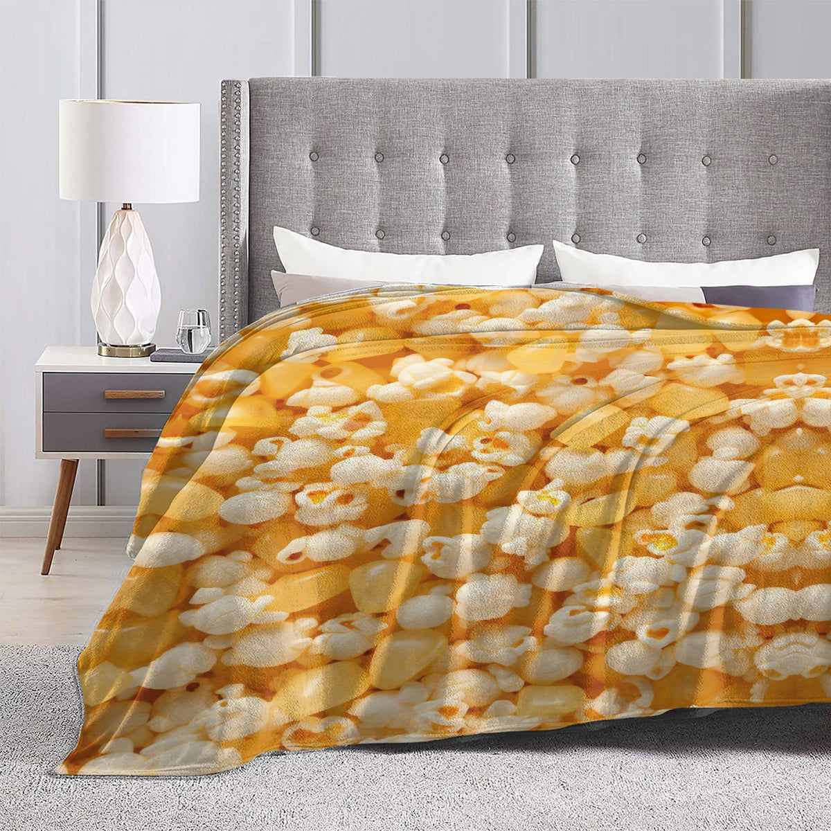 Popcorn Pattern Blanket Funny Food Soft Throw Flannel Blankets for Bed Couch Bedroom Living Room 60"x50"