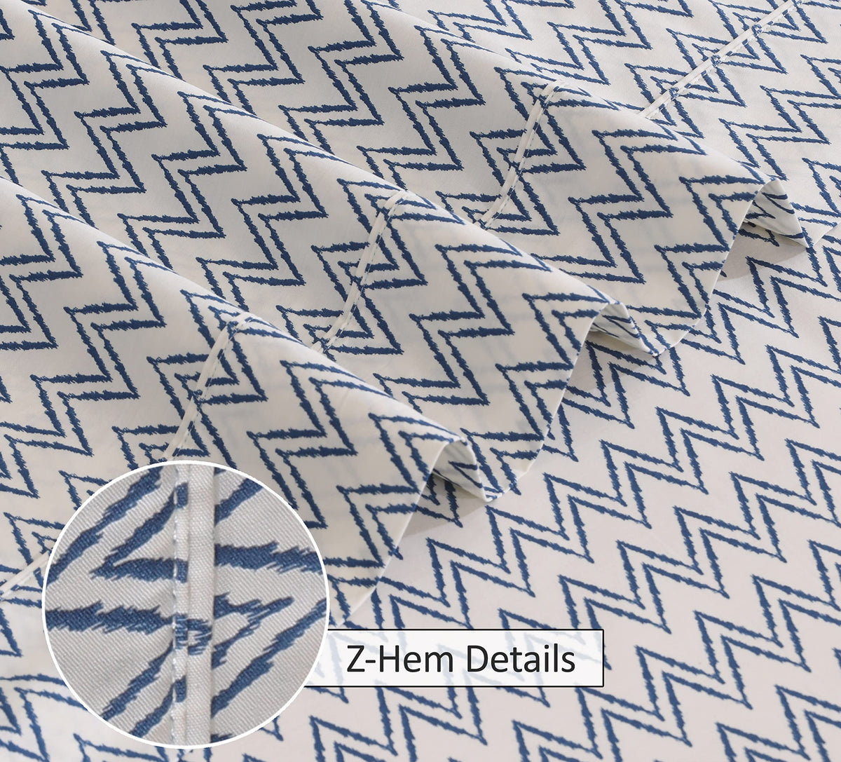 RUVANTI 100% Cotton Percale Sheets Full Size, Chevron