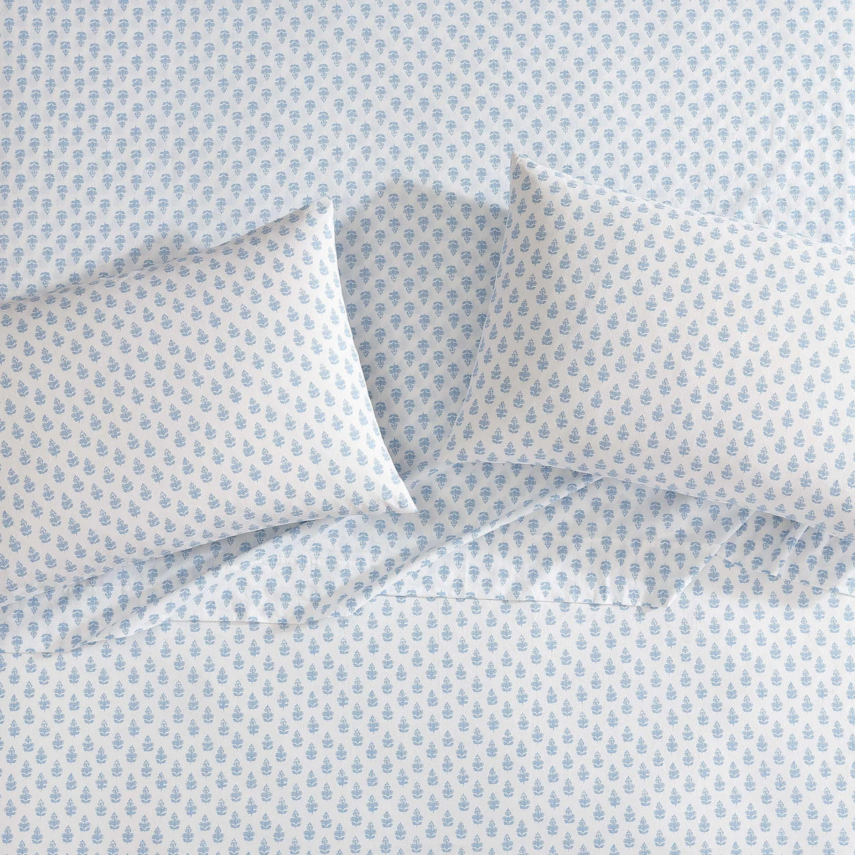 Laura Ashley - Twin Size Sheet Set, 100% Cotton Percale Bedding with Matching Pillowcase, Fully Elastic Fitted Sheet, Deep Pocket, Floral Room Decor (Francesca Blue)