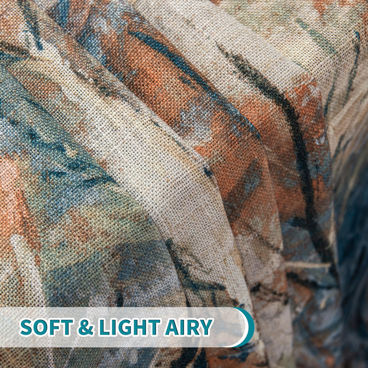 MEETSKY Blue Curtains 84 Inch Long for Living Room - Branches Pattern Printed Curtain Light Filtering Thick Linen Textured Grommet Drapes for Bedroom, 52" x 84", Blue, 2 Panels
