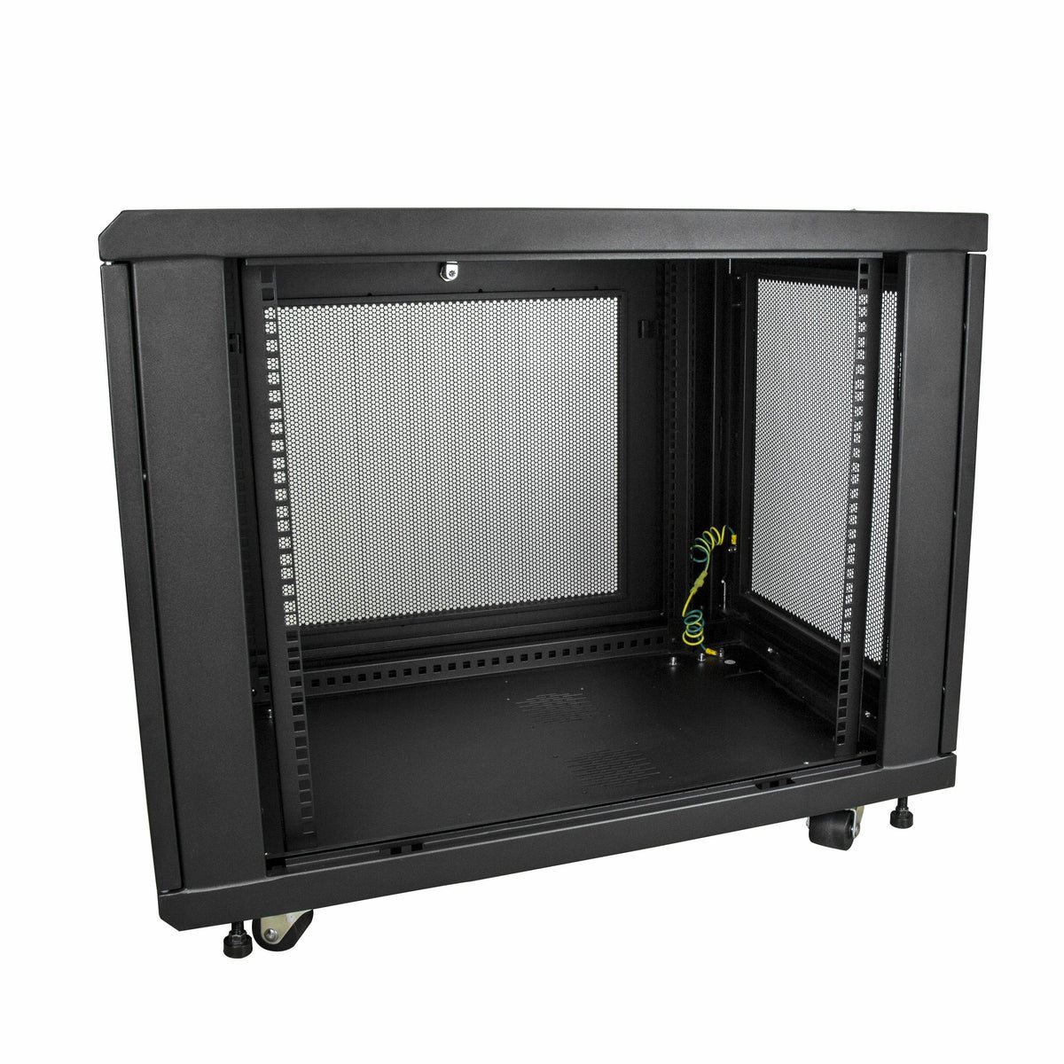 StarTech 12U Enterprise-Grade Server Rack Cabinet Kit, 19in Enclosed 4-Post Rack with Shelf and Cable Management, 29in (75cm) Mounting Depth, 992lb (450kg) Capacity, Black, Alloy Steel