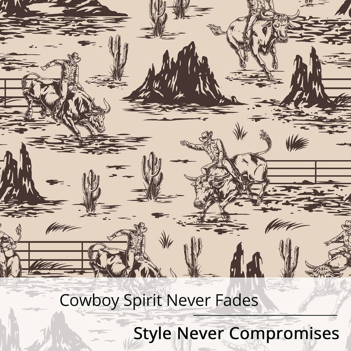 Western Cowboy Blackout Curtains – 100% Blackout Rustic Western Rodeo & Cowboy Design, Thermal Insulated Noise Reducing for Bedroom, Living Room & Man Cave (Desert Cowboy Sketch, W52xL84, 2 Panels)