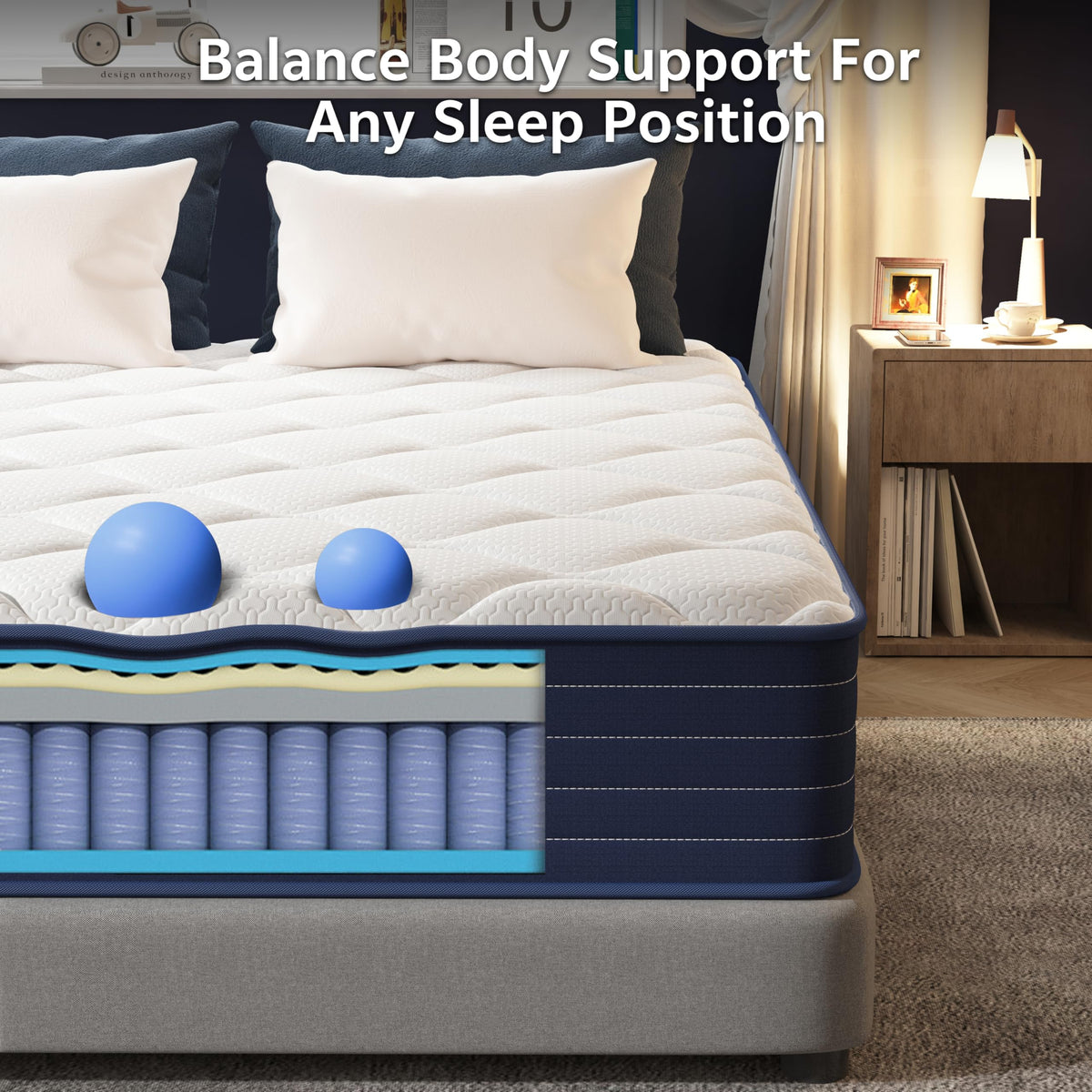 MOLPHIT Twin Mattress,12 Inch Twin Size Mattrress with 7-Zone Hybrid Twin Bed Mattresses,Pocket Sprung with Medium Firm for Body Support & Pressure Relief - 75 * 39in