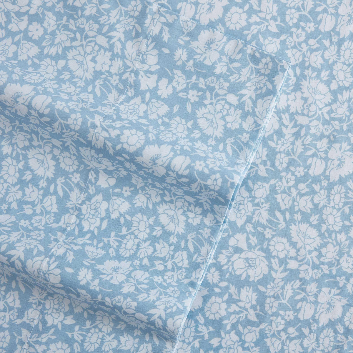 Laura Ashley - King Sheets, Cotton Percale Bedding Set, Lightweight & Breathable Home Decor (Heirloom Ditzy Blue, King)