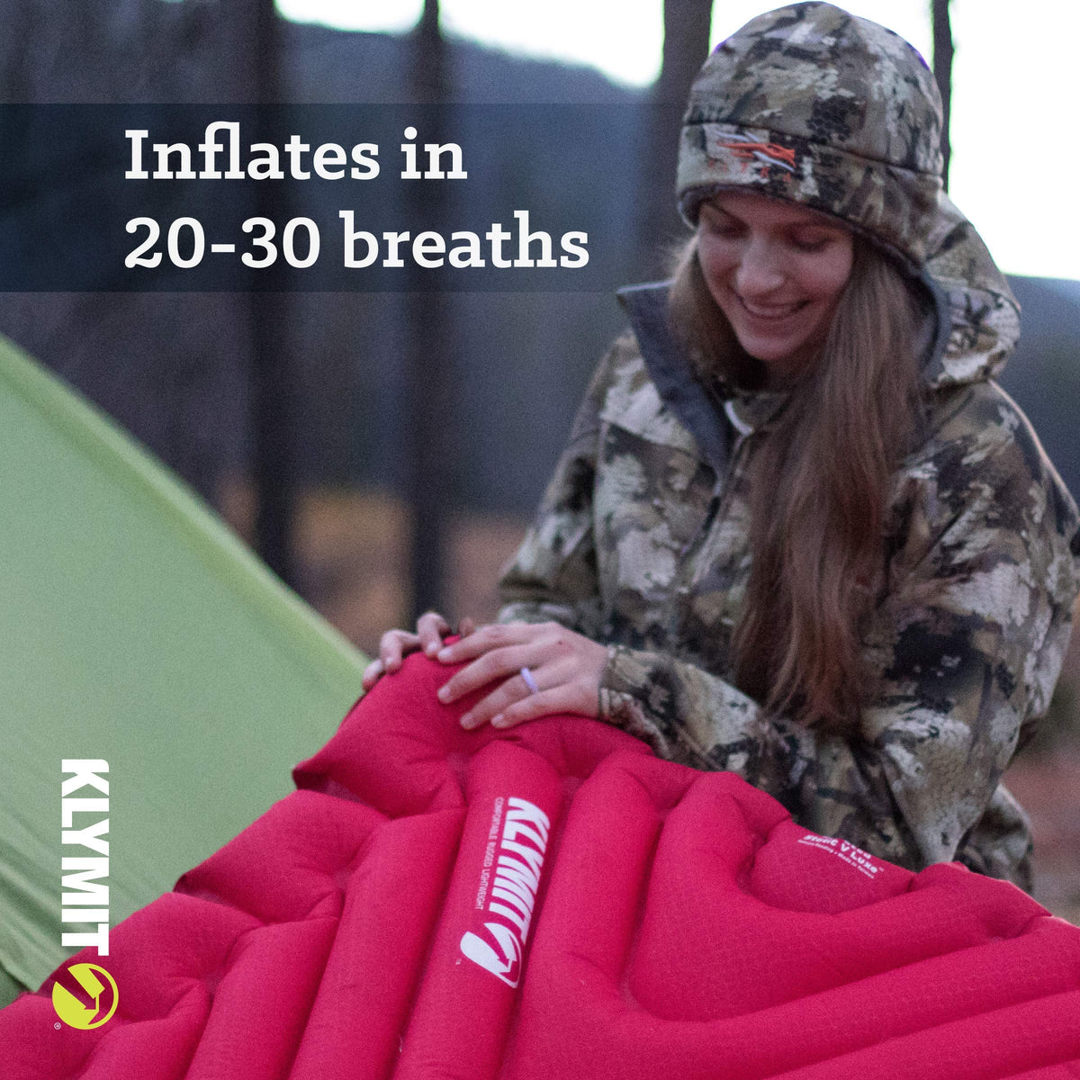 Klymit Insulated Static V Luxe Inflatable Sleeping Pad for Camping & Drift Camping Pillow, Shredded Memory Foam Travel Pillow with Reversible Cover