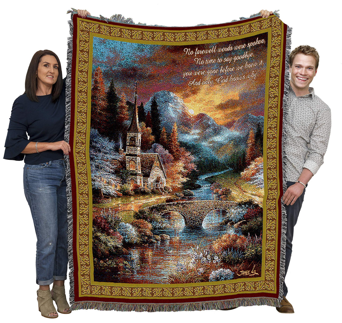 Pure Country Weavers Early Service Blanket by James Lee - No Farewell Words were Spoken - Sympathy Bereavement Gift Tapestry Throw Woven from Cotton - Made in the USA (72x54)
