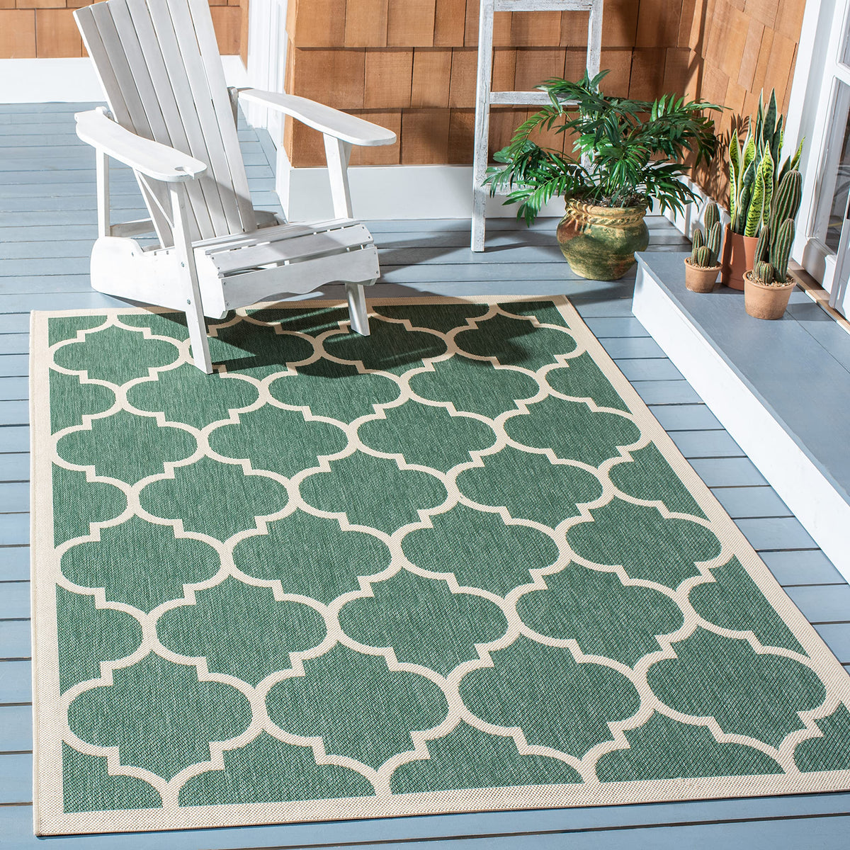 SAFAVIEH Courtyard Collection 8' x 10' Dark Green/Beige CY6914 Trellis Indoor/ Outside Waterproof Easy cleansingPatio Backyard Mudroom Area Mat