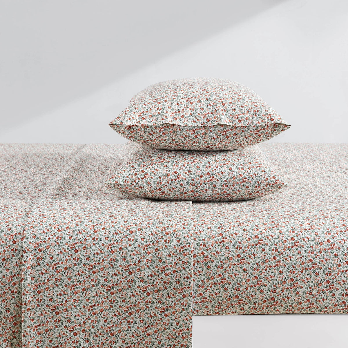 Laura Ashley - King Sheets, Cotton Percale Bedding Set, Lightweight & Breathable Home Decor (Emogene Burnt Orange, King)