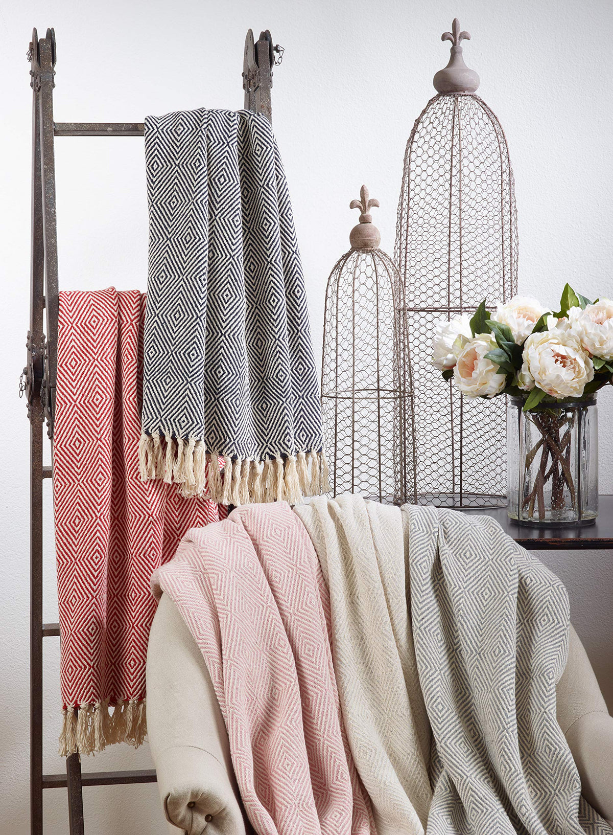SARO LIFESTYLE Soft Cotton Diamond Weave Throw