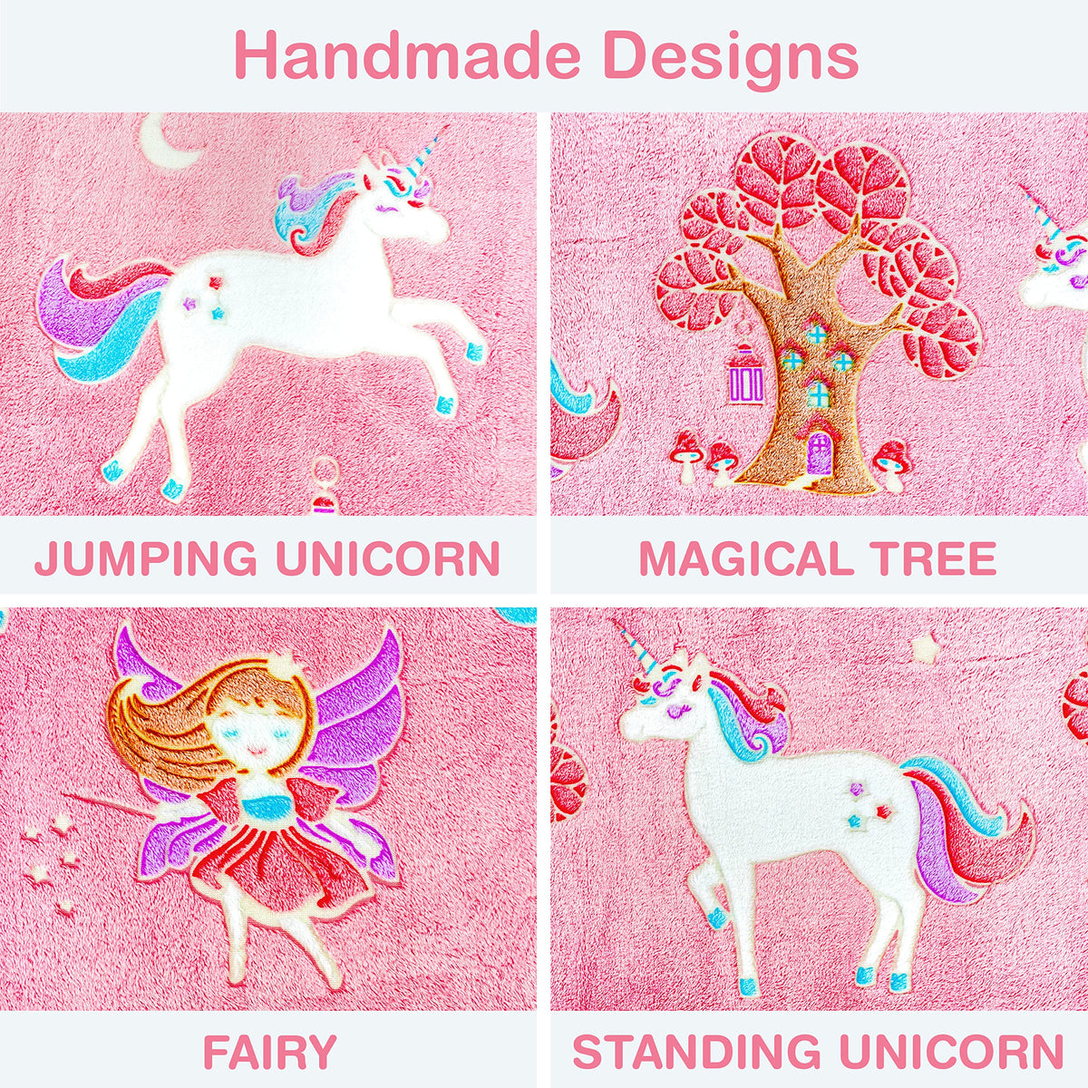Glow in The Dark Unicorn Blanket for Girls – Soft Pink Fleece Throw. Great Christmas, Birthday, Baby, Toddler Unicorn Gifts for Girls, Fairy, Butterfly, Stars. Bright Long-Last Glow