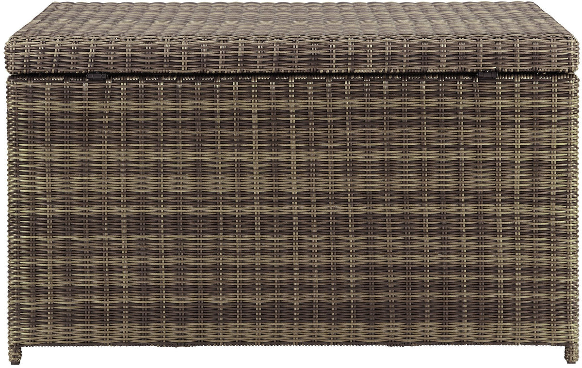 Crosley Furniture Bradenton Wicker Outdoor Storage Box for Patio Furniture Cushions, Pool Floats, Garden Tools, Brown
