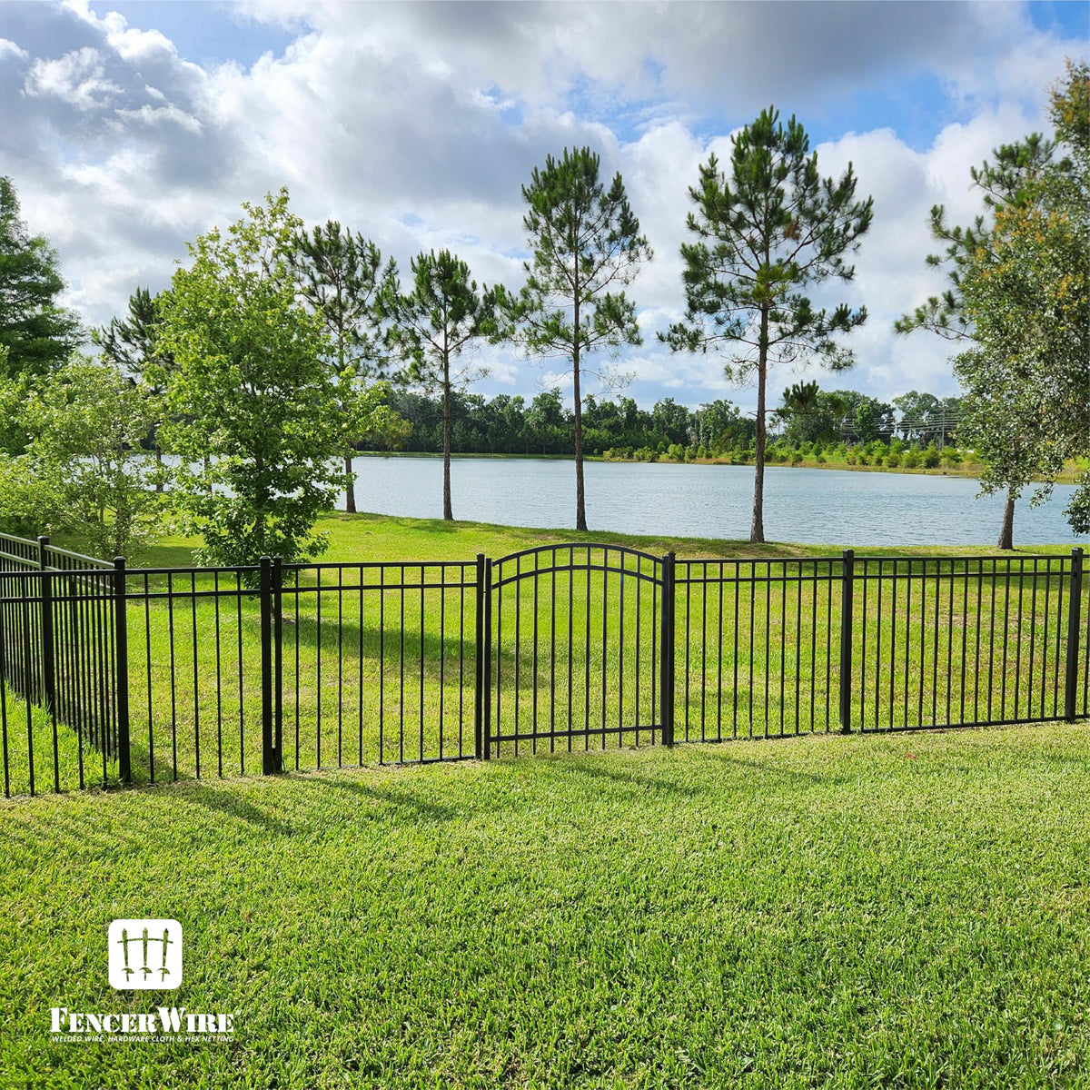 Fencer Wire Heavy Duty Arched Decorative Fence Gate, 6FT Height x 4FT Width Outdoor Fence Gate, Outdoor Anti-Rust Metal Steel Gate for Fencing Barrier, Garden Gate with Gate Lock
