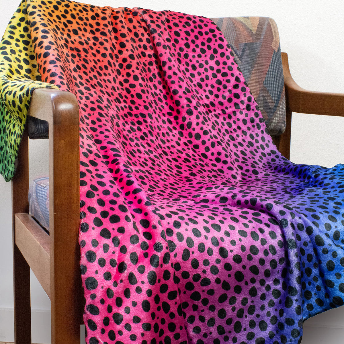 Everything Comfy Cheetah Print Decorative Throw Blanket, 42x60 Inch, Rainbow Gradient