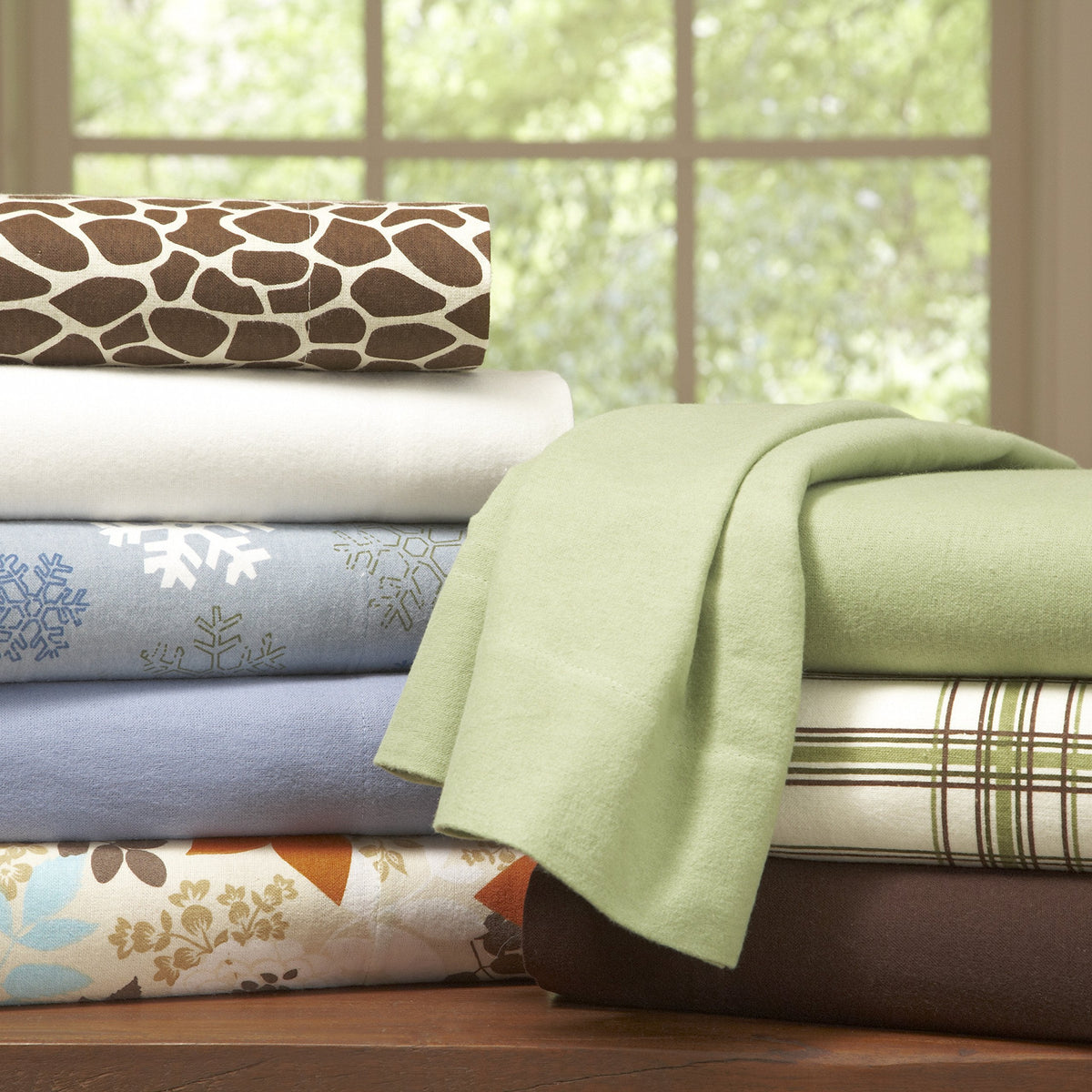 Pointehaven Flannel 170 GSM Sheet Set,Twin Snow Flakes White