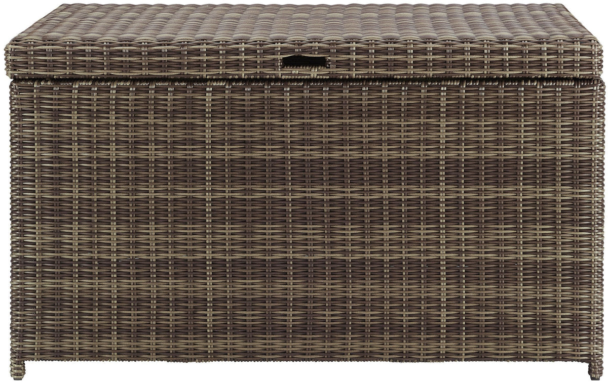 Crosley Furniture Bradenton Wicker Outdoor Storage Box for Patio Furniture Cushions, Pool Floats, Garden Tools, Brown
