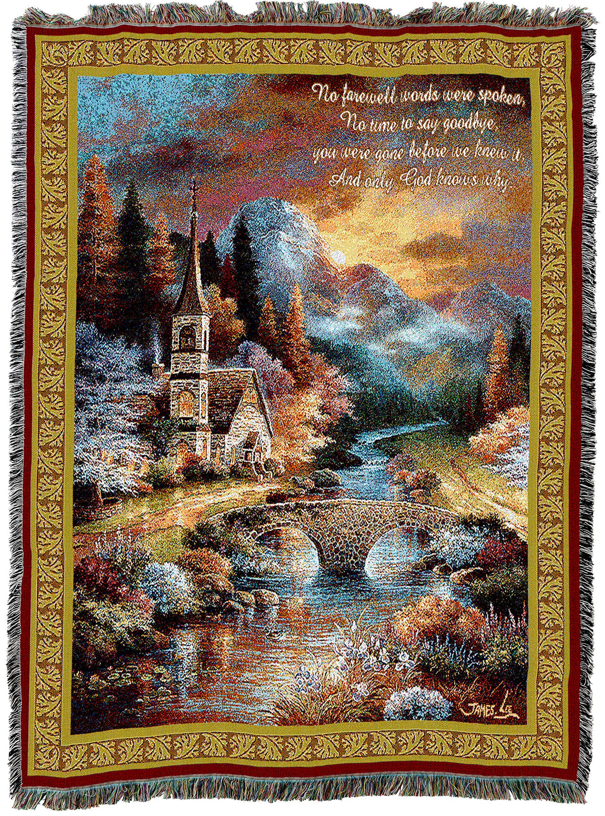 Pure Country Weavers Early Service Blanket by James Lee - No Farewell Words were Spoken - Sympathy Bereavement Gift Tapestry Throw Woven from Cotton - Made in the USA (72x54)